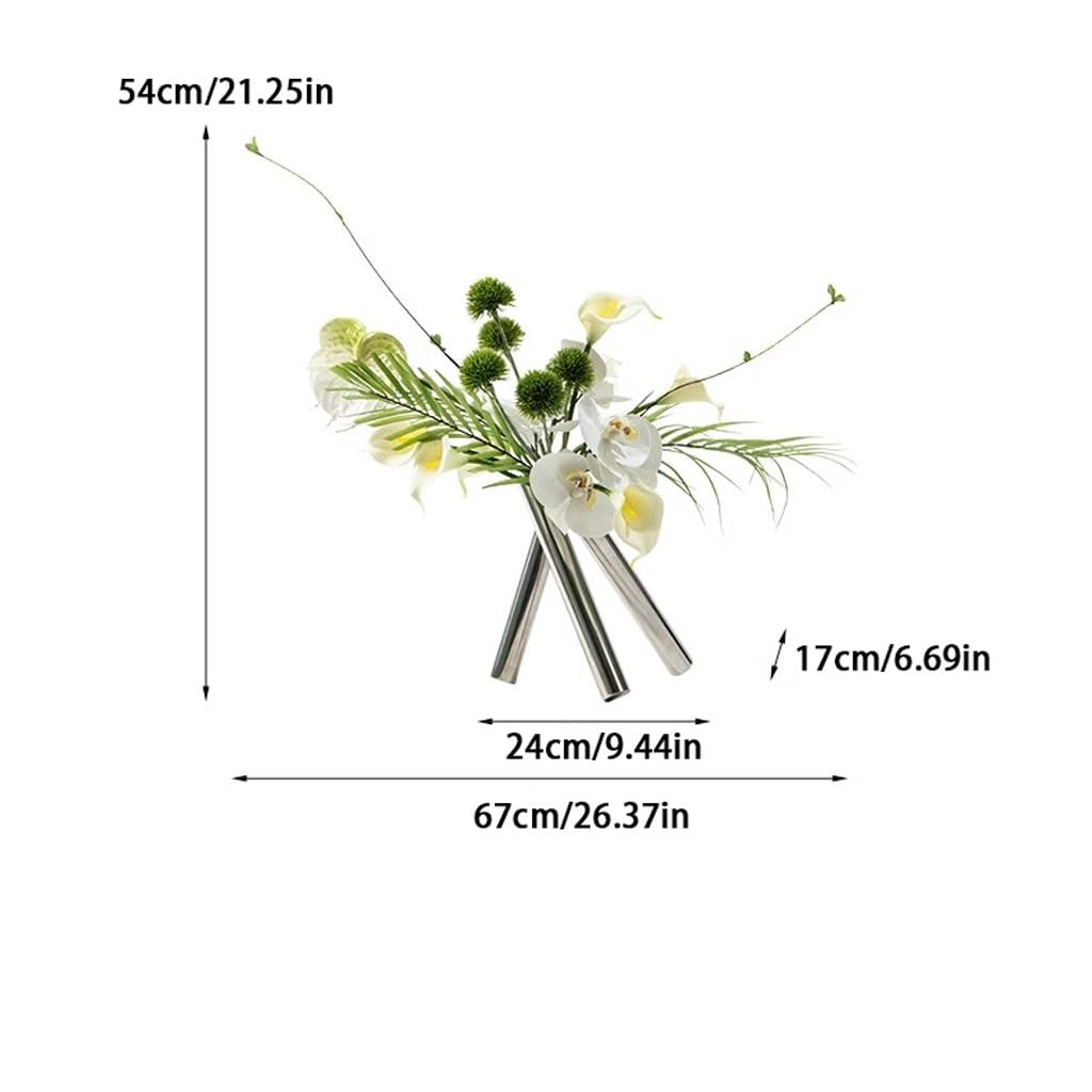 Artificial Plant Light Luxury Creative Round Tube Simulation Flower Art Decoration Sample Room Living Room Porch Flower Arrangement Simple Decoration Artificial Tree Indoor