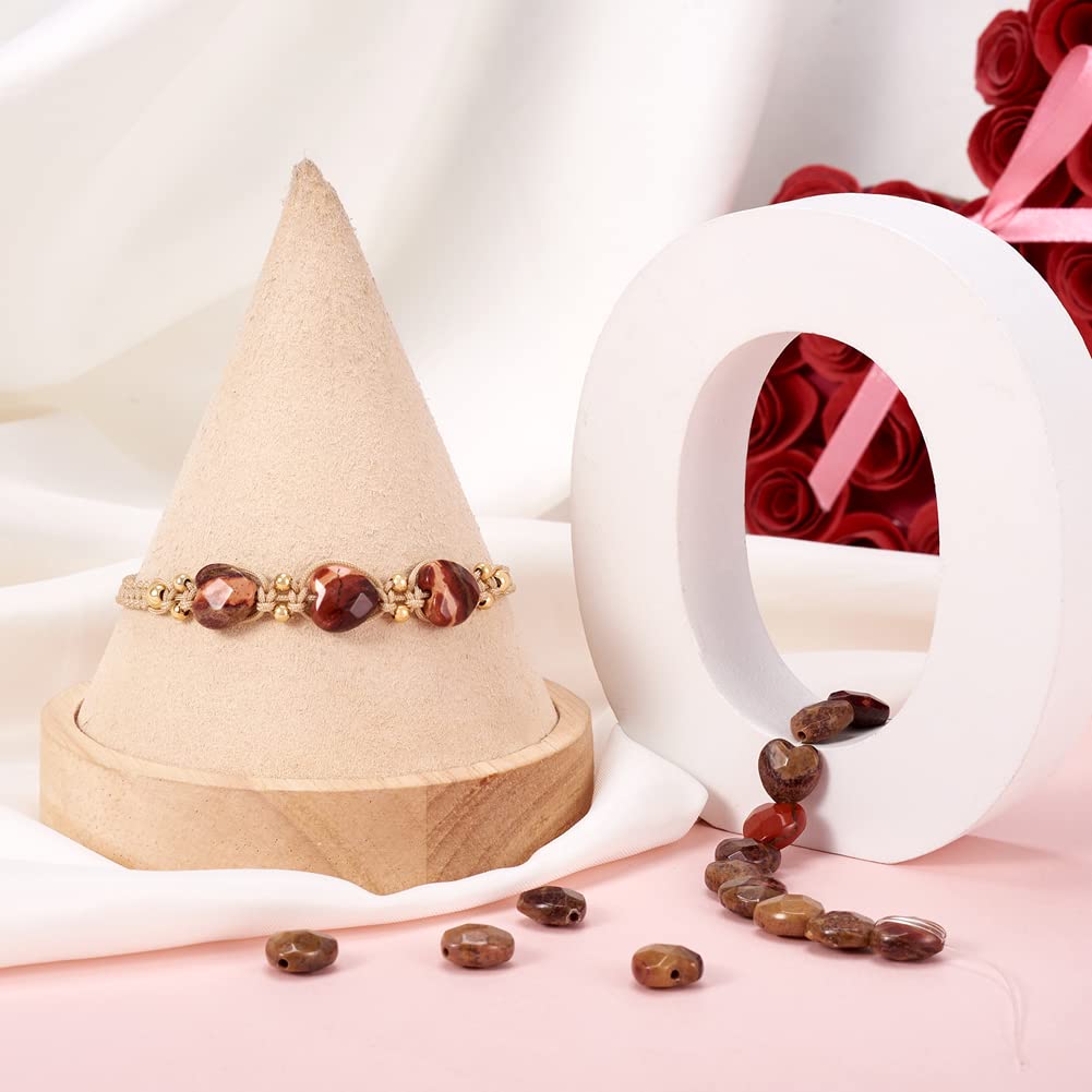 Fashewelry 18pcs Faceted Heart Natural Red Jasper Stone Beads Tumbled Chakra Gemstone Beads Crystal Healing Drilled Loose Beads for Earring Bracelet Necklace Jewelry Making, 10x10mm
