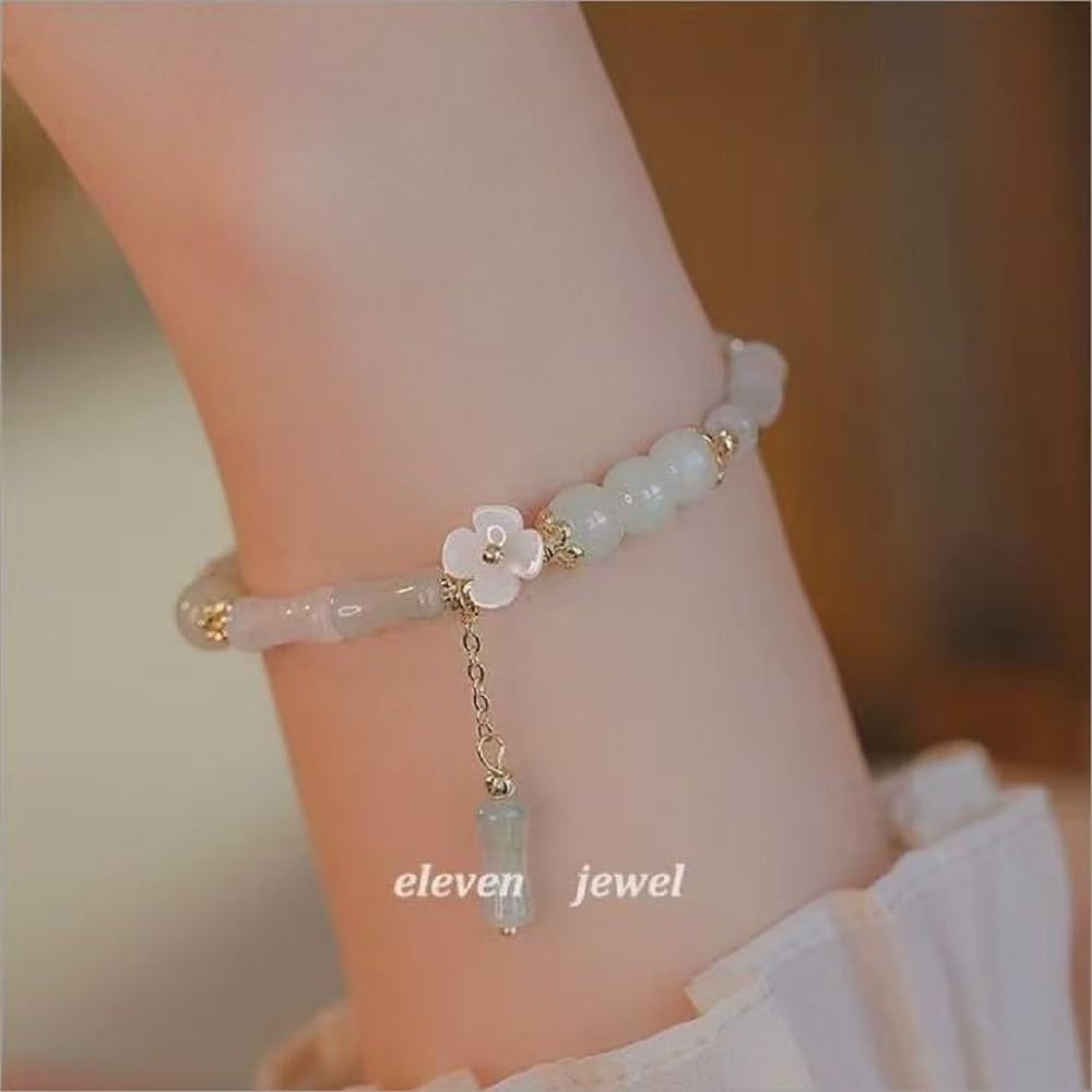 Nyx&lvy Women's Elegant Green Jade Beaded Bracelet Set - 3-Piece Exquisite Crystal Lucky Charm Chinese Style Jewelry Collection