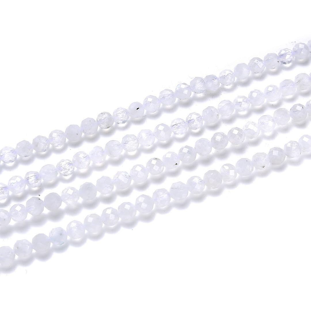 Adabele 30 Inch Natural Blue Flash Moonstone Healing Gemstone 4mm (0.16 Inch) Tiny Small Faceted Round Loose Beads Stone Spacer (150-170pcs) for Craft Jewelry Making GK4-7