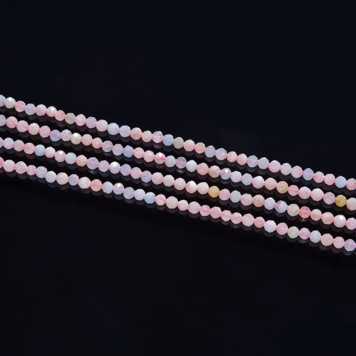 Adabele 30 Inch Natural Morganitge Beryl Healing Gemstone 4mm (0.16 Inch) Tiny Small Faceted Round Loose Beads Stone Spacer (170-190pcs) for Craft Jewelry Making GK4-10