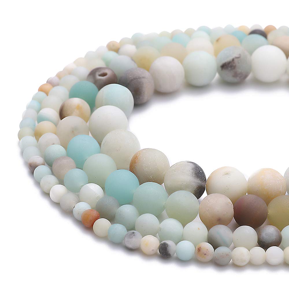 BEADIA Natural Matte Amazonite Jade Stone Round Loose Semi Gemstone Beads for Jewelry Making 4MM 89PCS