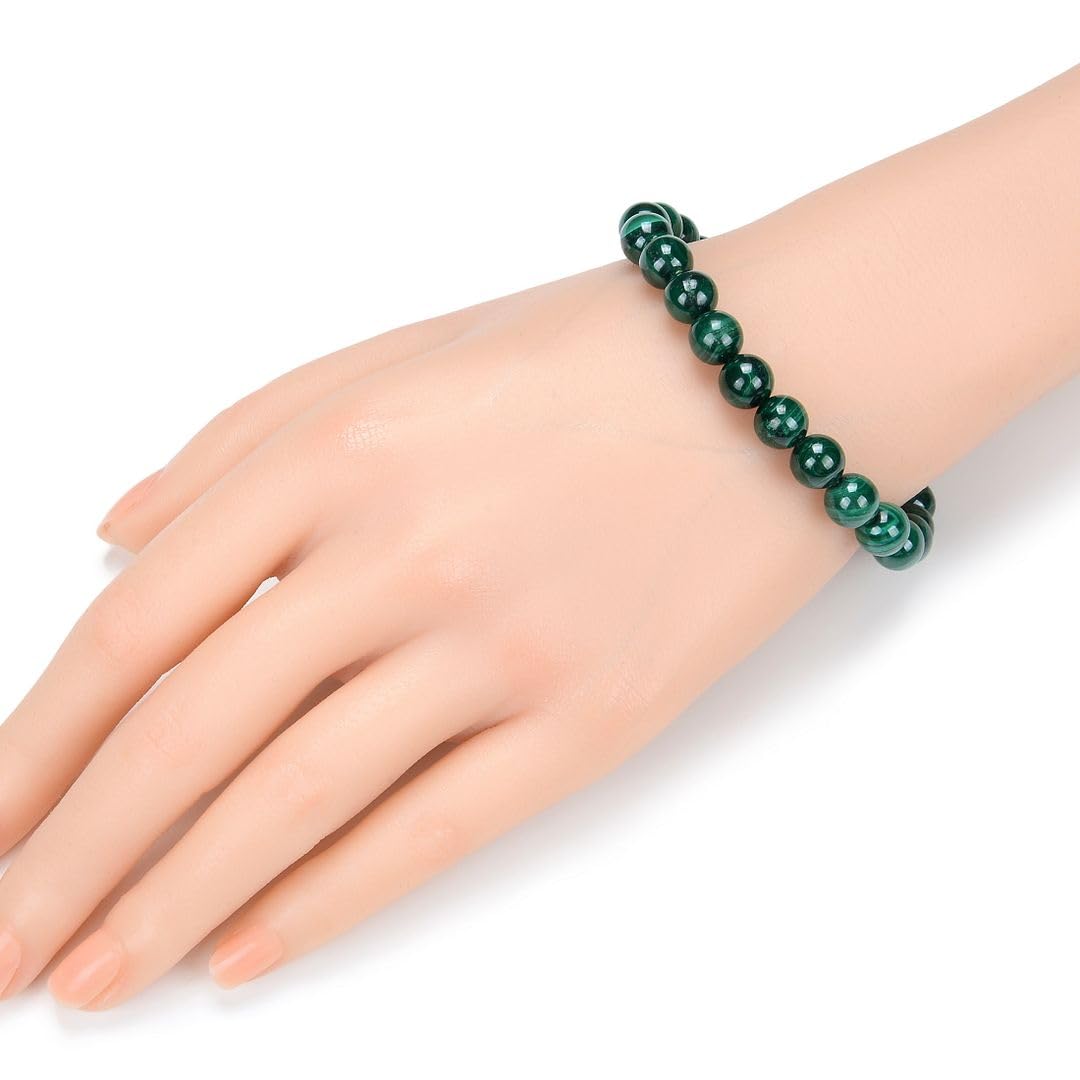 Adabele Real Natural Green Malachite Bracelet Gemstone Beaded Bracelet 7.5 inch Stretch Chakra Healing Crystal Stone Jewelry Women Mom Gift GB8-B11