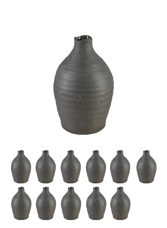 Serene Spaces Living Artisan Black Ceramic Vase – Aged Black Decorative Accent for Modern & Rustic Décor, Elegant Centerpiece for Shelves, Mantels, & Tabletops, 6" Diameter & 8.5" Tall, Pack of 12