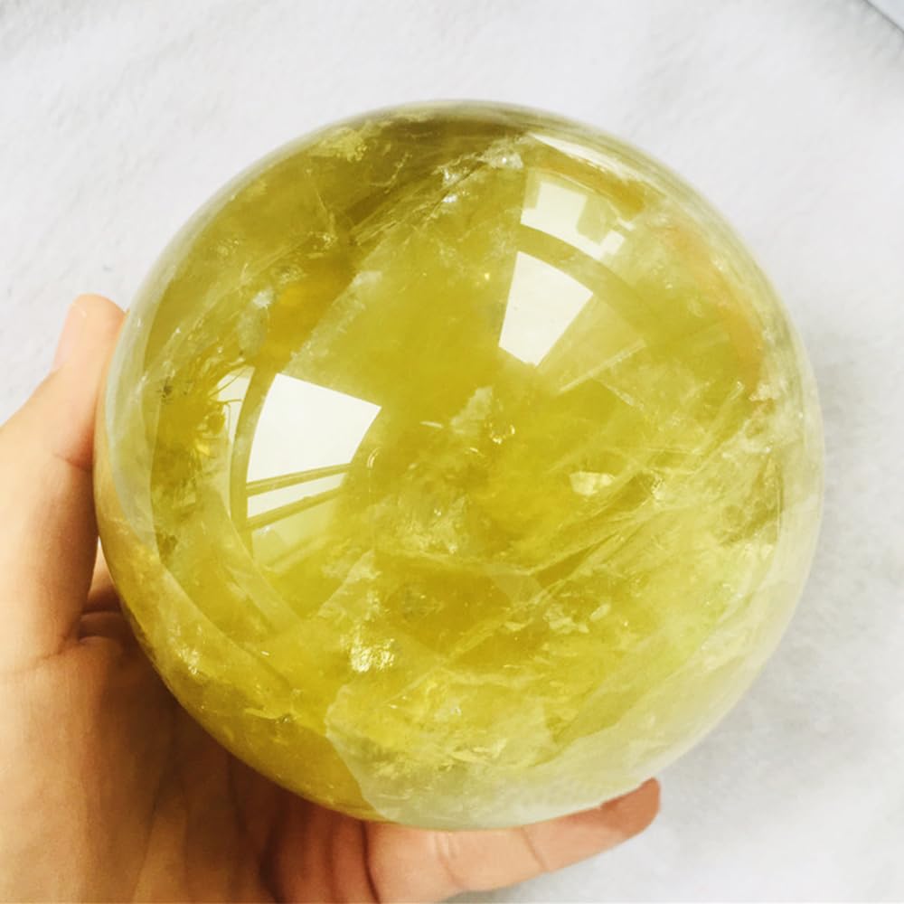 AierCrystal 6-7cm/2.36-2.75inch Citrine Ball Polished Natural Yellow Crystal Sphere Decorative Sphere Healing Crystals Ball Healing Stone Crafts Home Decor Ornament Gifts (Citrine 60-70mm)