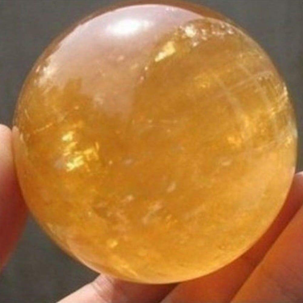 Wixine 1Pcs 40mm Yellow Citrine Quartz Crystal Sphere Ball Healing Gemstone