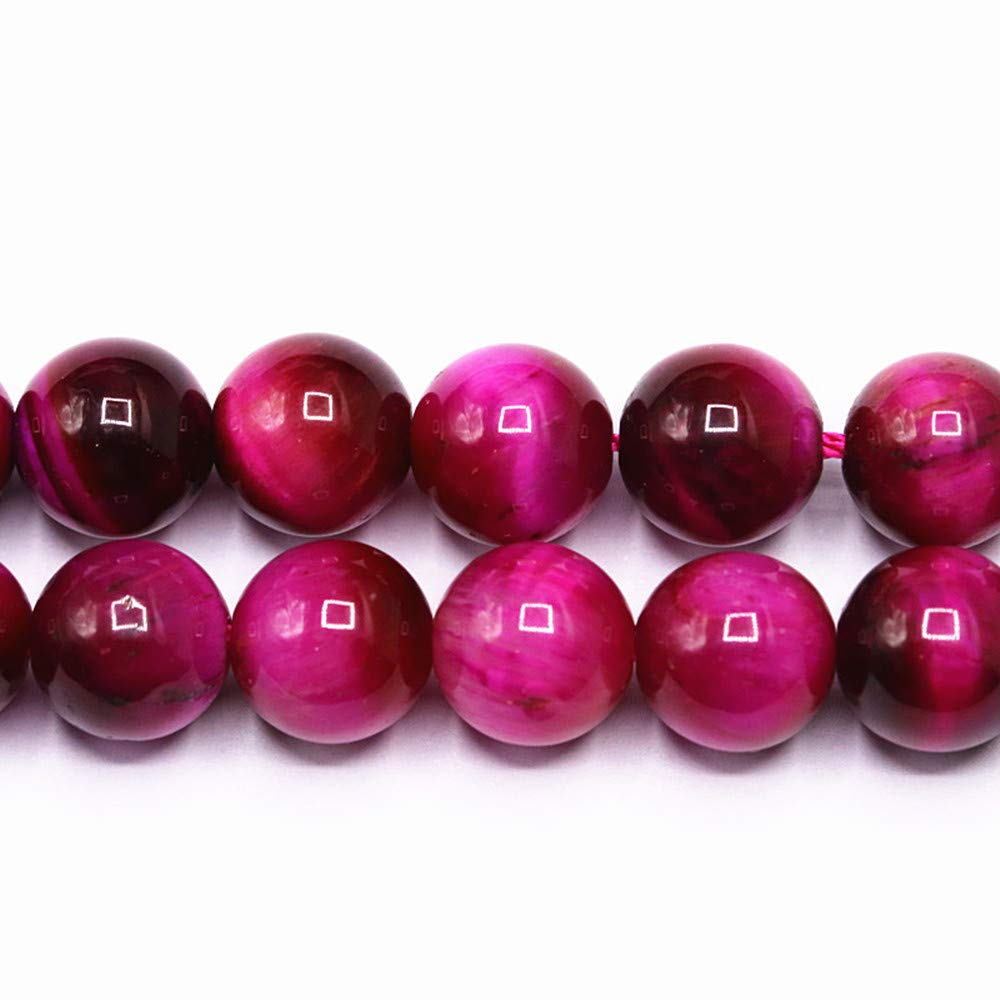 PLTbeads Natural Gemstone Loose Beads Smooth Round Approxi 15 inch DIY Bracelet Necklace for Jewelry Making (6mm, Pink Tiger Eye)