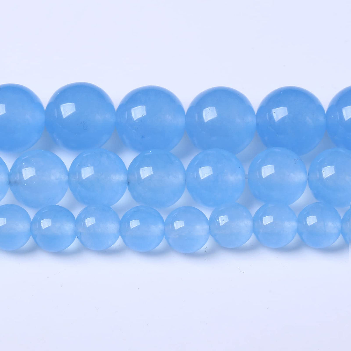36PCS 10MM Natural Aquamarine Chalcedony Stone Beads Energy Healing Beads for DIY Jewelry Bracelet Necklace Making for Jewelry Making15Inch