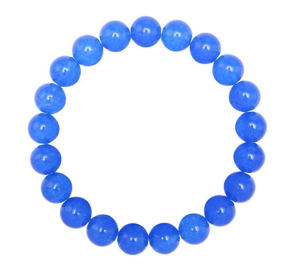 Adabele Real Natural Blue Agate Gemstone Beaded Bracelet 7.5 inch Stretch Chakra Healing Crystal Stone Jewelry Women Mom Gift (Unisex) GB8-B18