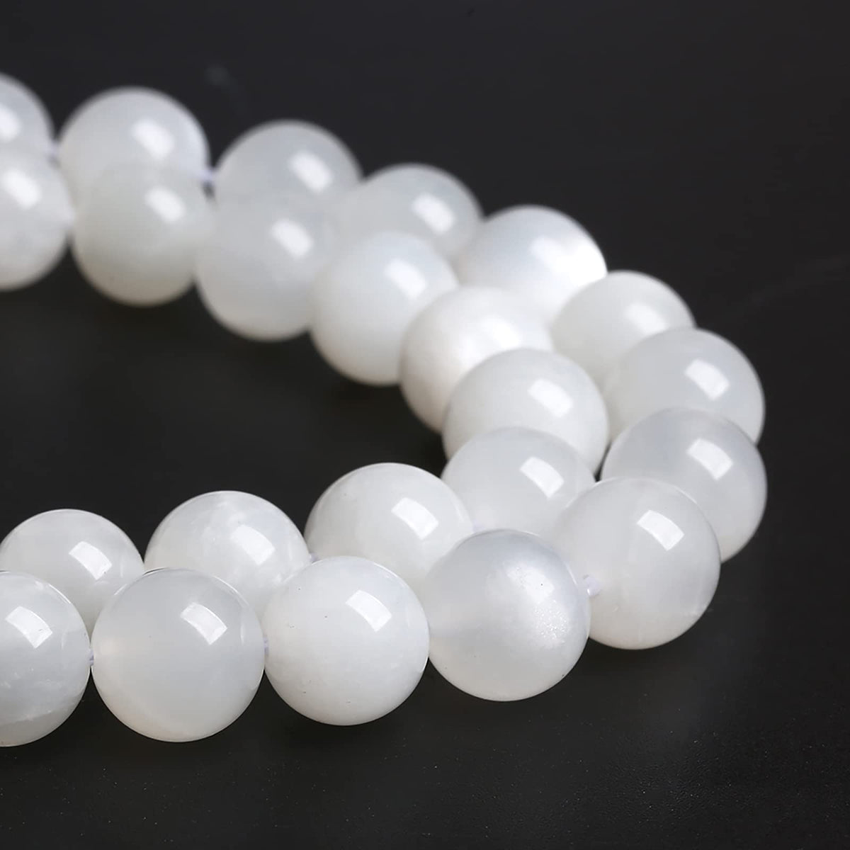 6MM 60PCS Natural White Moonstone Gemstone AAA Grade Crystal Spacer Loose Beads for Jewelry Making DIY Bracelet 15 Inches 1 Strand