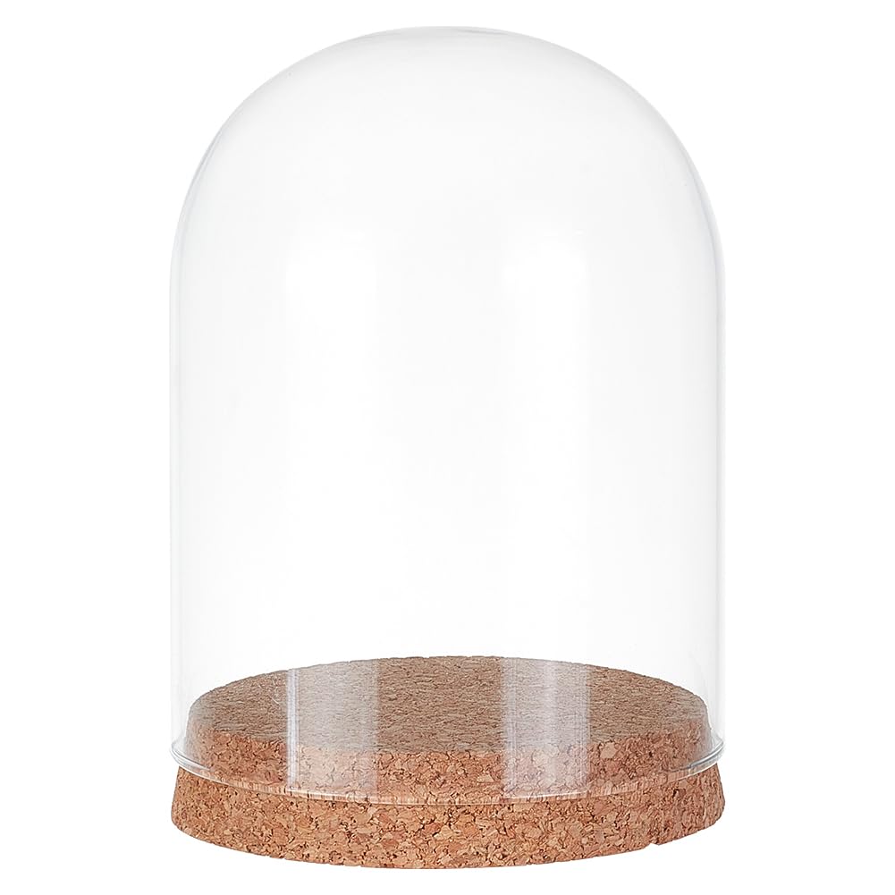 BENECREAT 5.2x3.9inch Glass Display Dome Cloche, Glass Bell Jar with Cork Base for Flower Plants, Specimens, Crafts Decorations