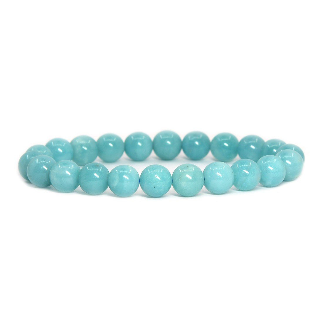 Justinstones Natural Blue Amazonite Gemstone 8mm Round Beads Stretch Bracelet 7 Inch Unisex