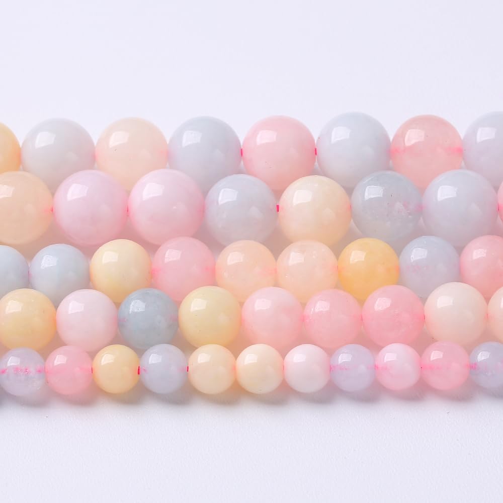 45pcs 8mm Natural Stone Morganite Beads Round Loose Beads for Jewelry Making DIY Bracelets Necklaces Crystal Energy Healing Stone Beads 15" (8mm, Morganite)