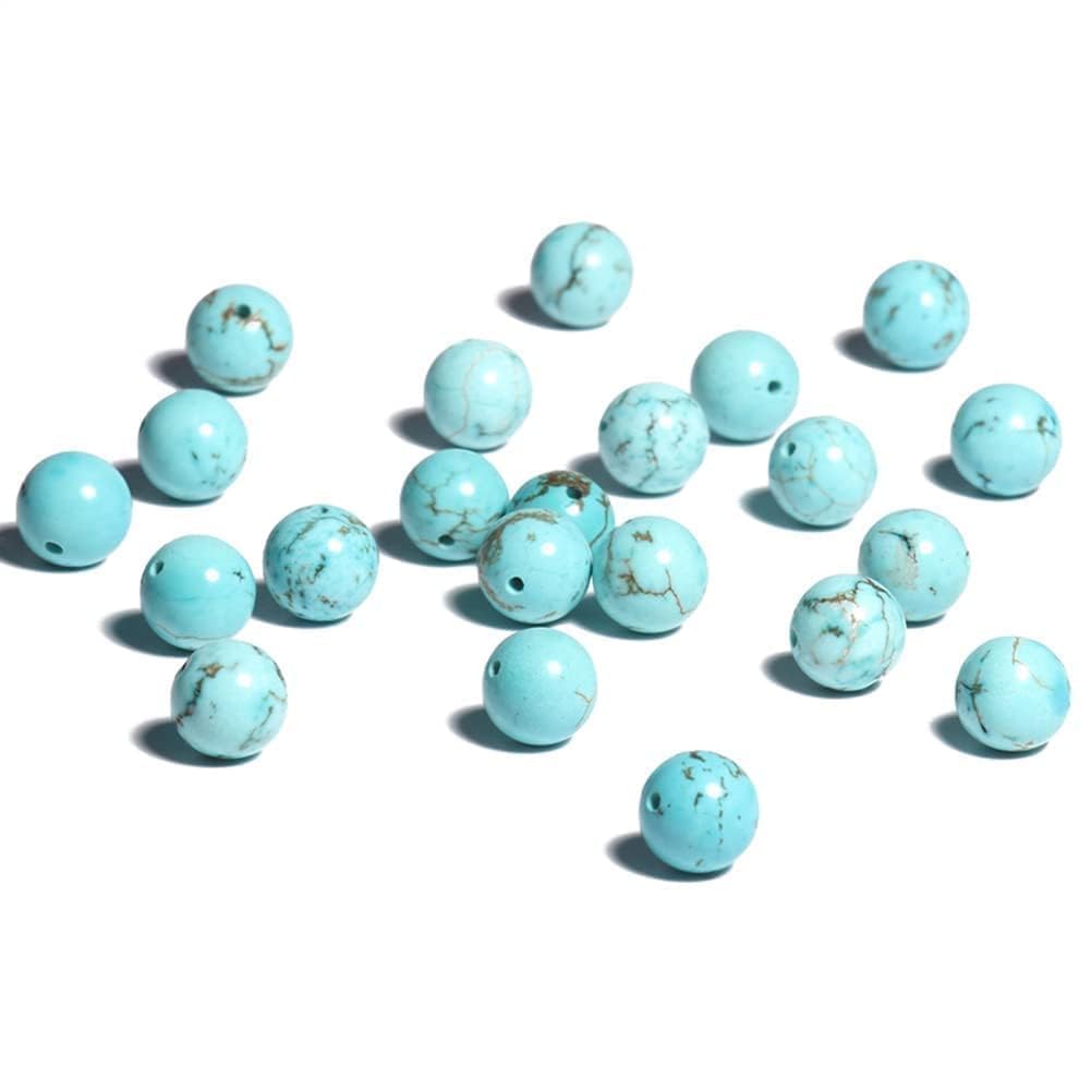 Yochus 60pcs Blue Turquoises Beads，6mm Healing Power Natural Stone Round Loose Beads for Jewelry Making Earring Necklace DIY Crafts