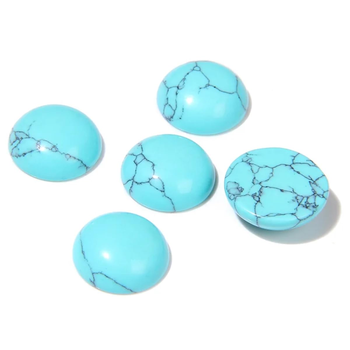 2TTFishoo 20pcs 14mm Natural Stone No Hole Turquoise Semicircle Smooth Cabochons Beads Healing Chakra Crystal for Jewelry Making Rings Earrings Necklace Bracelet DIY Crafts