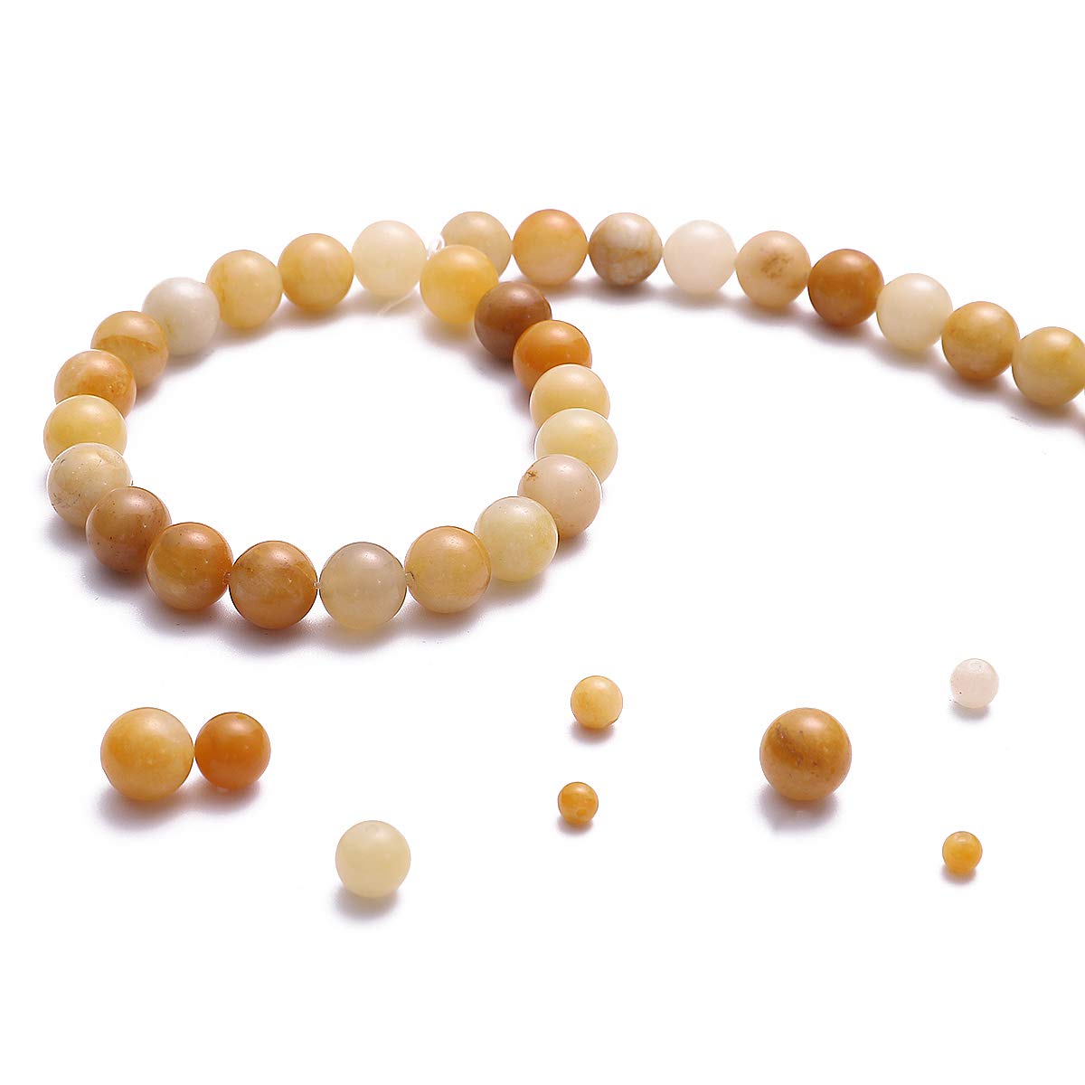 BEADIA Natural Yellow Jade Stone Round Loose Semi Gemstone Beads for Jewelry Making 4MM 89PCS
