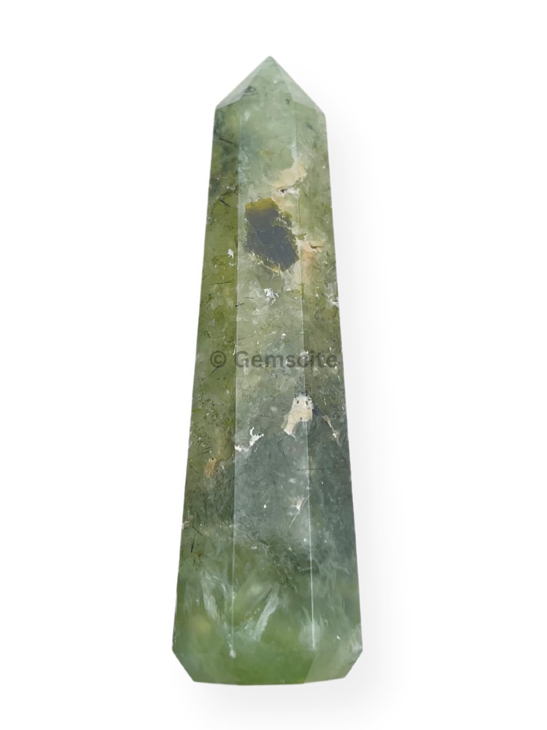 WholesaleGemShop 3 Inch Gemstones PREHNITE Obelisk Tower Jumbo Facet Aura Rock Crystal Natural Polished Earth Wand Spirit