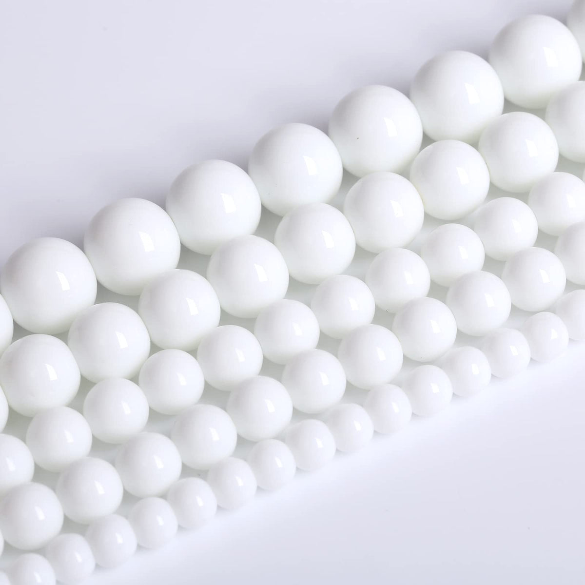 Natural White Porcelain Agates Stone Round Beads for Jewelry Making Spacer Loose Spacers Beads DIY Bracelets 10mm 39pcs 15" Strand