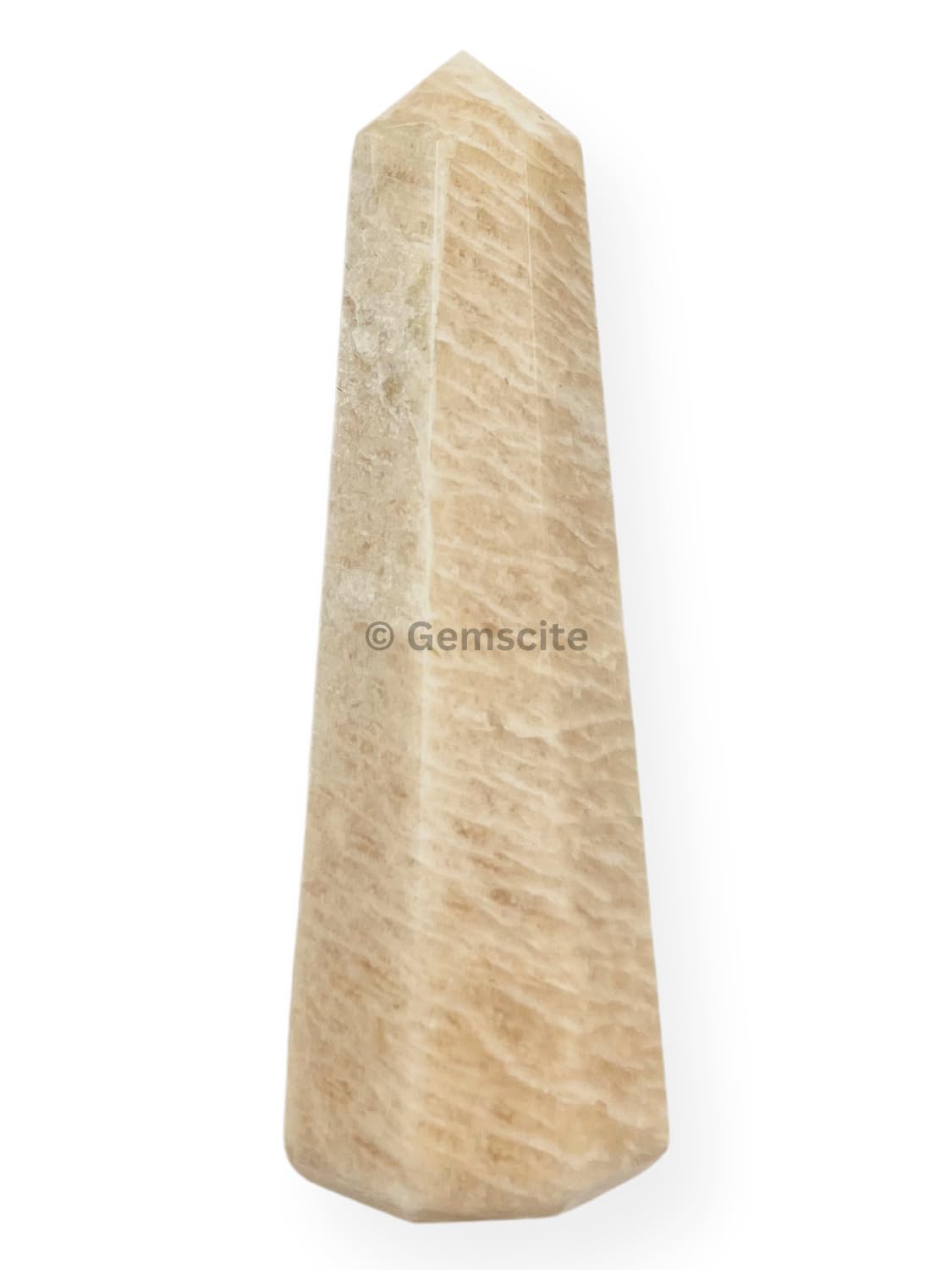 WholesaleGemShop 3 Inch (70 mm) Gemstones Cream Moonstone Obelisk Tower Jumbo Facet Aura Rock Crystal Natural Polished Earth Wand Spirit