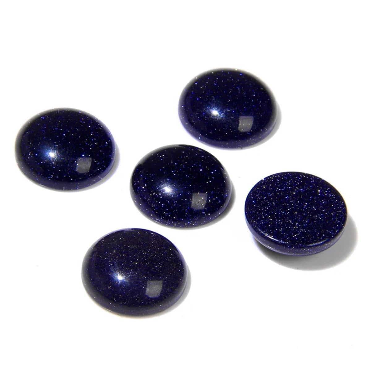 20pcs 10mm Natural Stone No Hole Blue Sandstone Semicircle Smooth Cabochons Beads Healing Chakra Crystal Stone Bead for Jewelry Making Rings Earrings Necklace Bracelet DIY Crafts