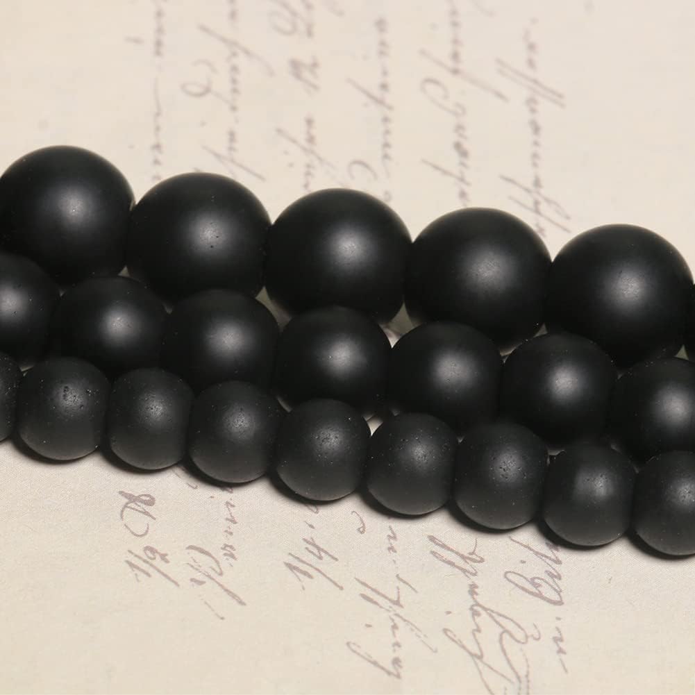 Yochus 60pcs Black Matte Onyx Agates Beads，6mm Healing Power Natural Stone Round Loose Beads for Jewelry Making Earring Necklace DIY Crafts