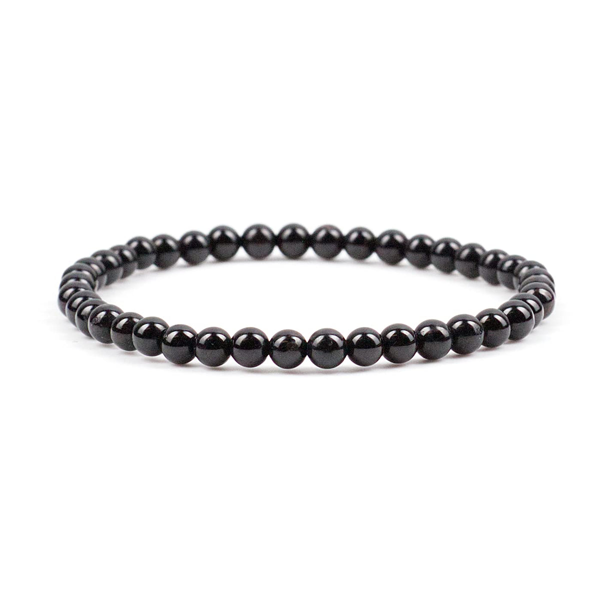 Cherry Tree Collection - Small, Medium, Large Sizes - Gemstone Beaded Bracelets For Women and Men - 4mm Round Beads (Black Obsidian, Small)