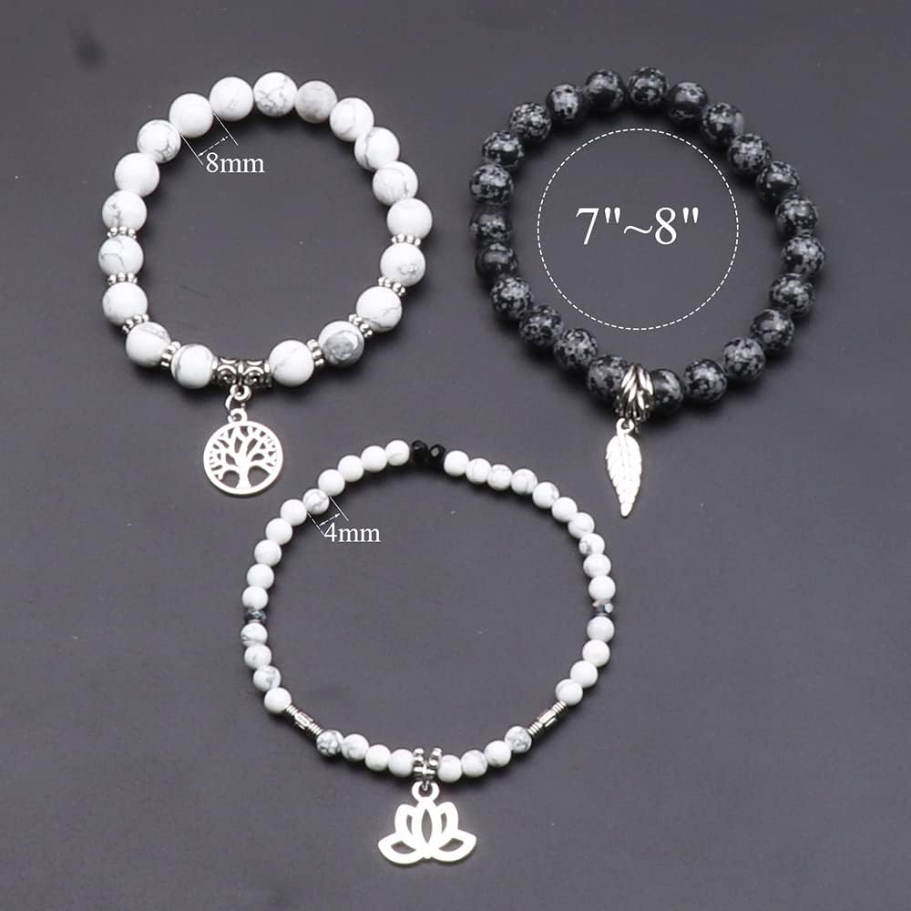 UEUC Tree of Life Yoga Healing Stone Bracelets,Multilayer Lotus Chakra Stone Reiki Bracelet Sets,Anxiety Crystal Natural Stone,for Women Stress Relief(#177)