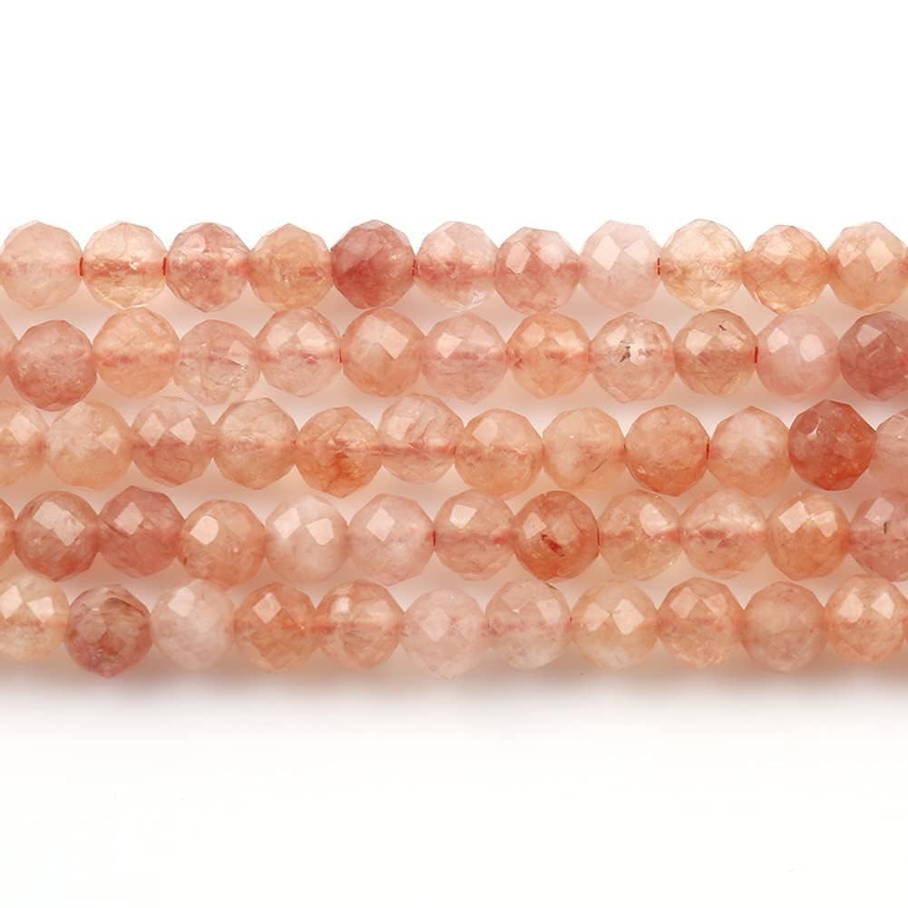 Song Xi 180pcs 2mm Natural Sunstone Gemstone Beads Faceted Round Loose Stone Beads for Jewelry Making (1 Strand)