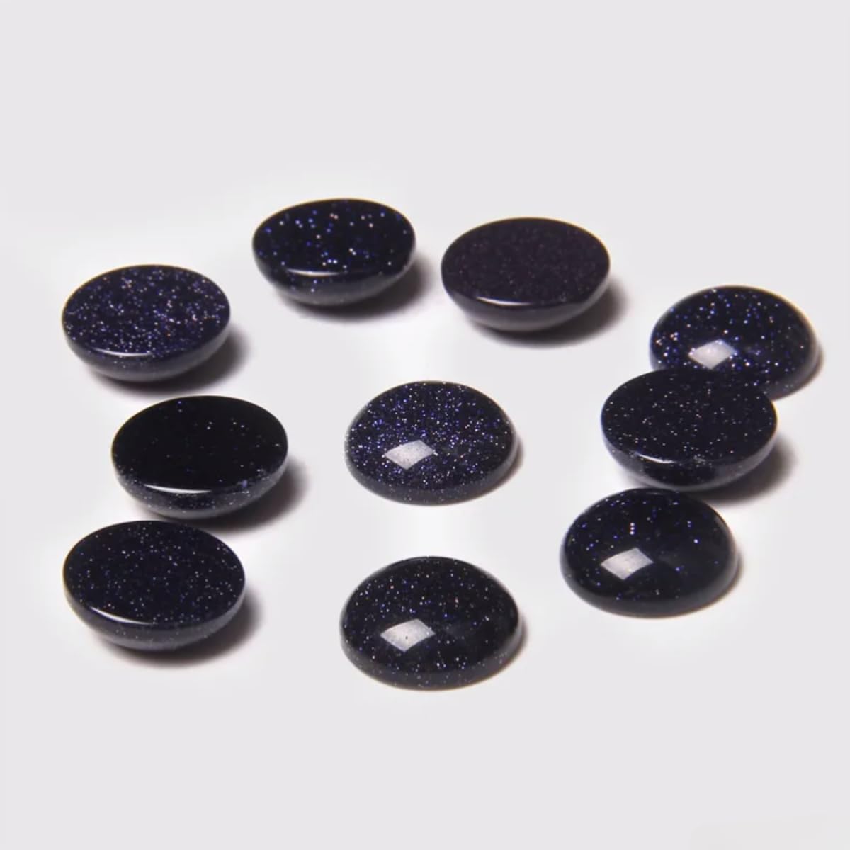 20pcs 12mm Natural Stone No Hole Blue Sandstone Semicircle Smooth Cabochons Beads Healing Chakra Crystal Stone Bead for Jewelry Making Rings Earrings Necklace Bracelet DIY Crafts