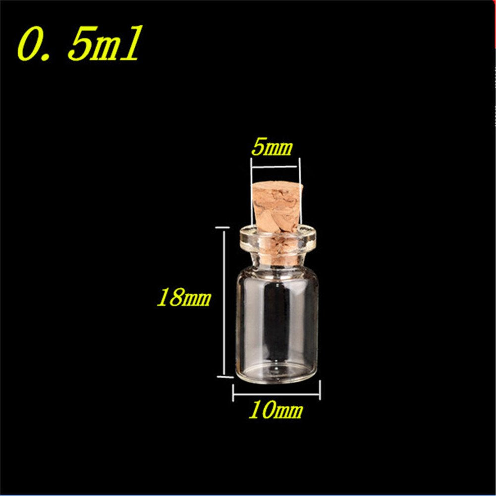 TAI DIAN 100pcs 0.5ml Cute Mini Glass Bottle With Corks Transparent Empty Small Wishing Bottle Decoration Crafts Glass Vials Jars (0.5ml (10x18x5mm))