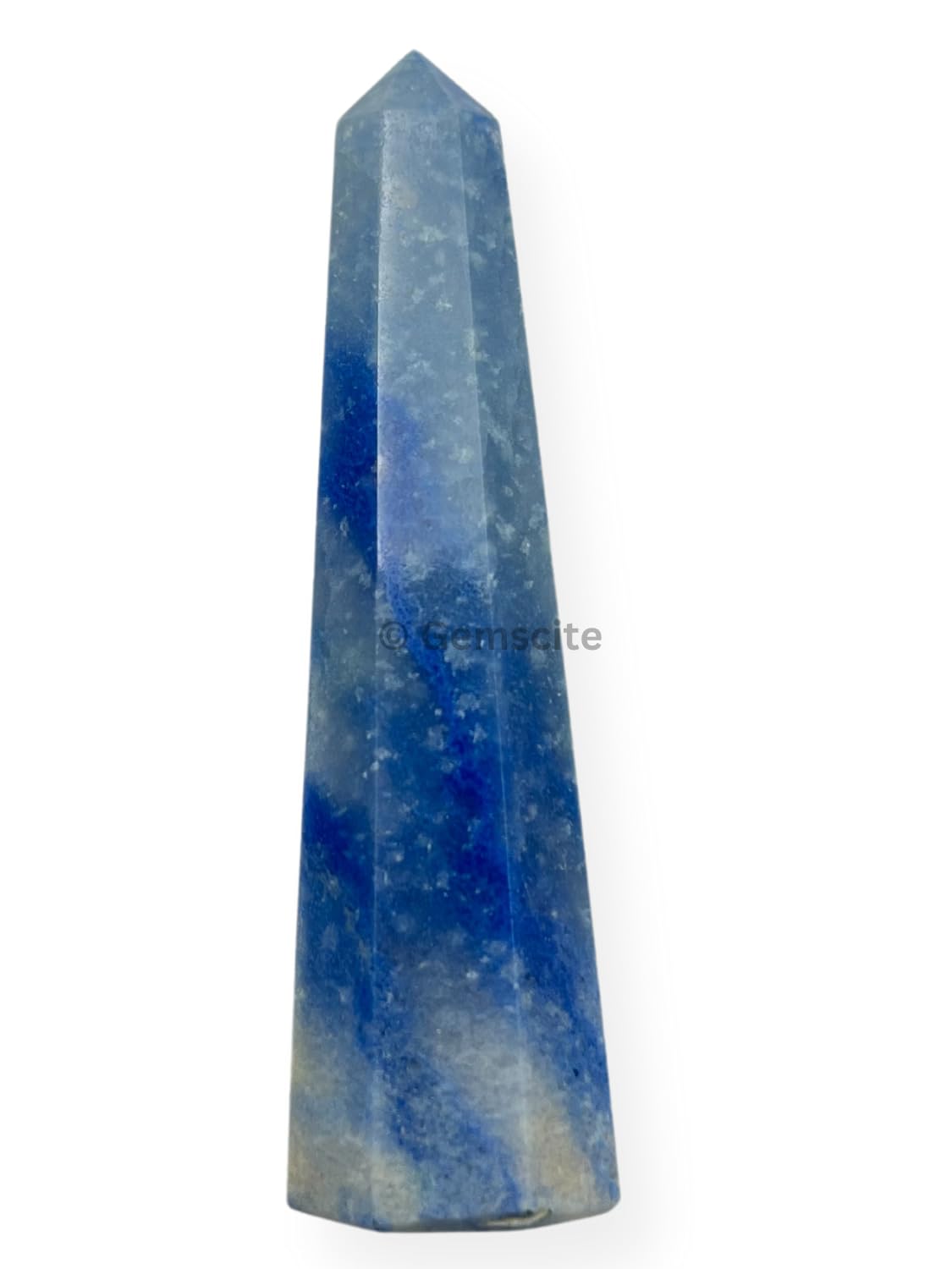 WholesaleGemShop 3 Inch (70 mm) Gemstones Dumortierite Obelisk Tower Jumbo Facet Aura Rock Crystal Natural Polished Earth Wand Spirit