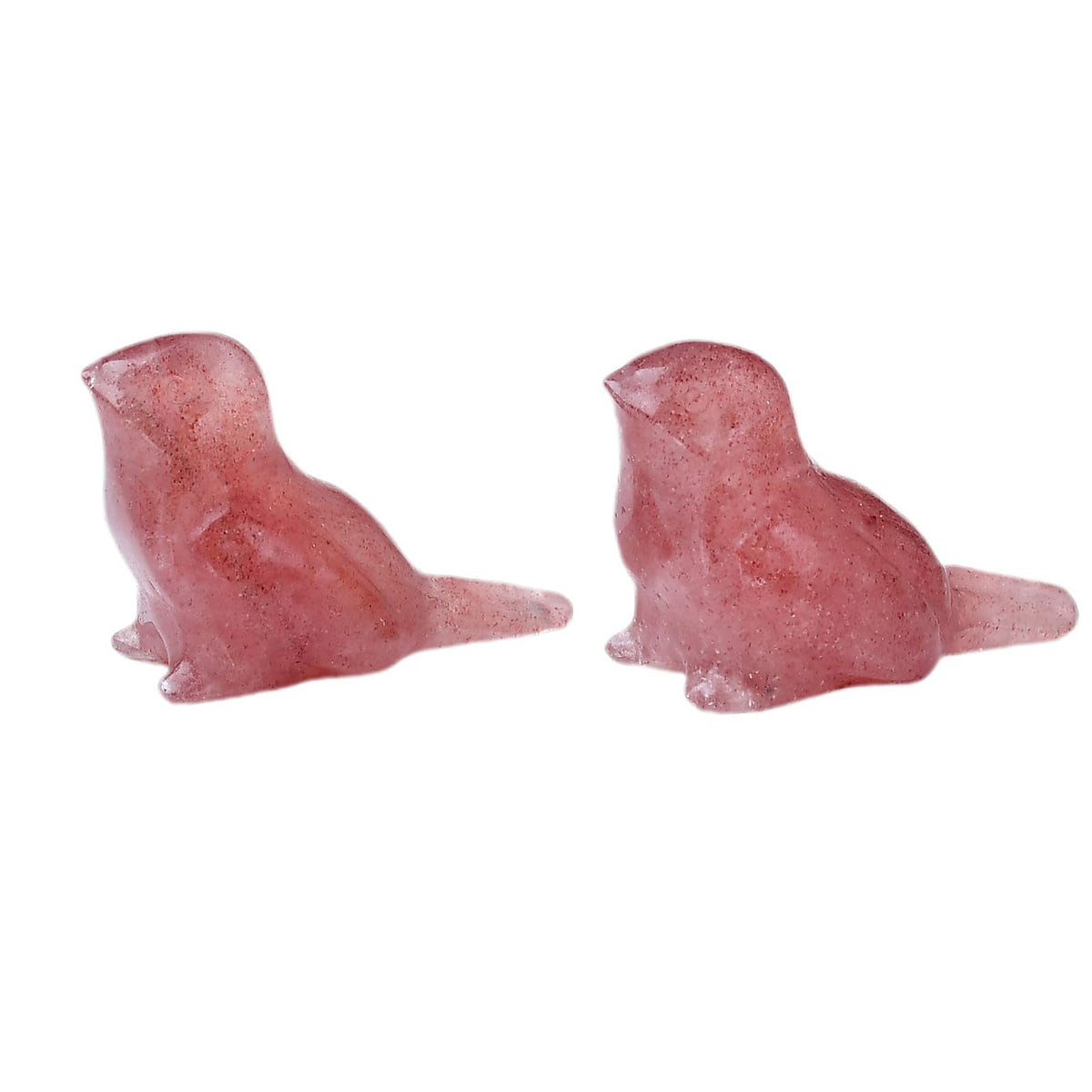 WUYOUSHI 2pcs Crystal Bird Figurines - Strawberry Crystal Sculptures Decorative Birds Crystal Animal Statues Home Decor Unique Bird Gifts