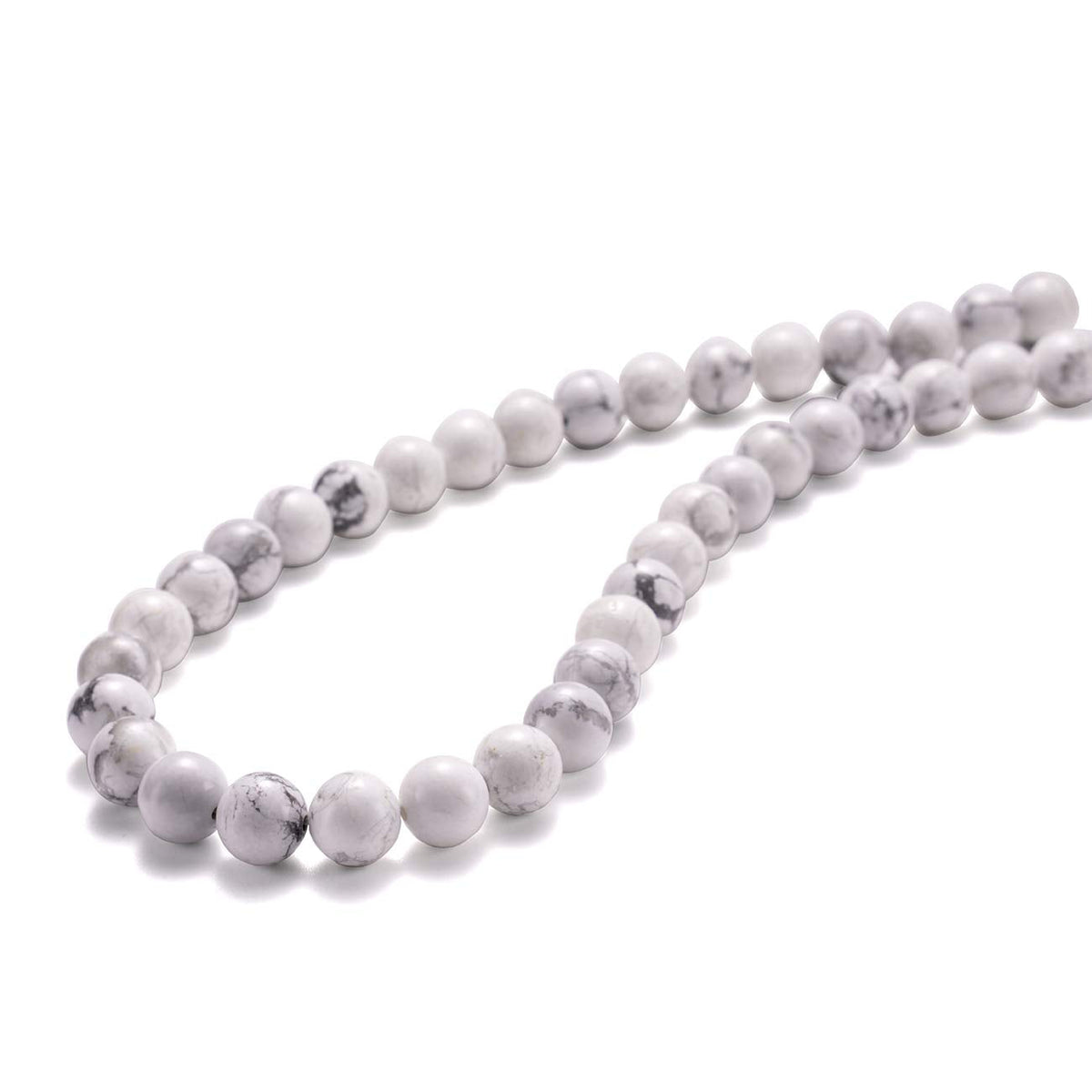 BEADIA Natural White Howlite Stone Round Loose Semi Gemstone Beads for Jewelry Making 6MM 61PCS