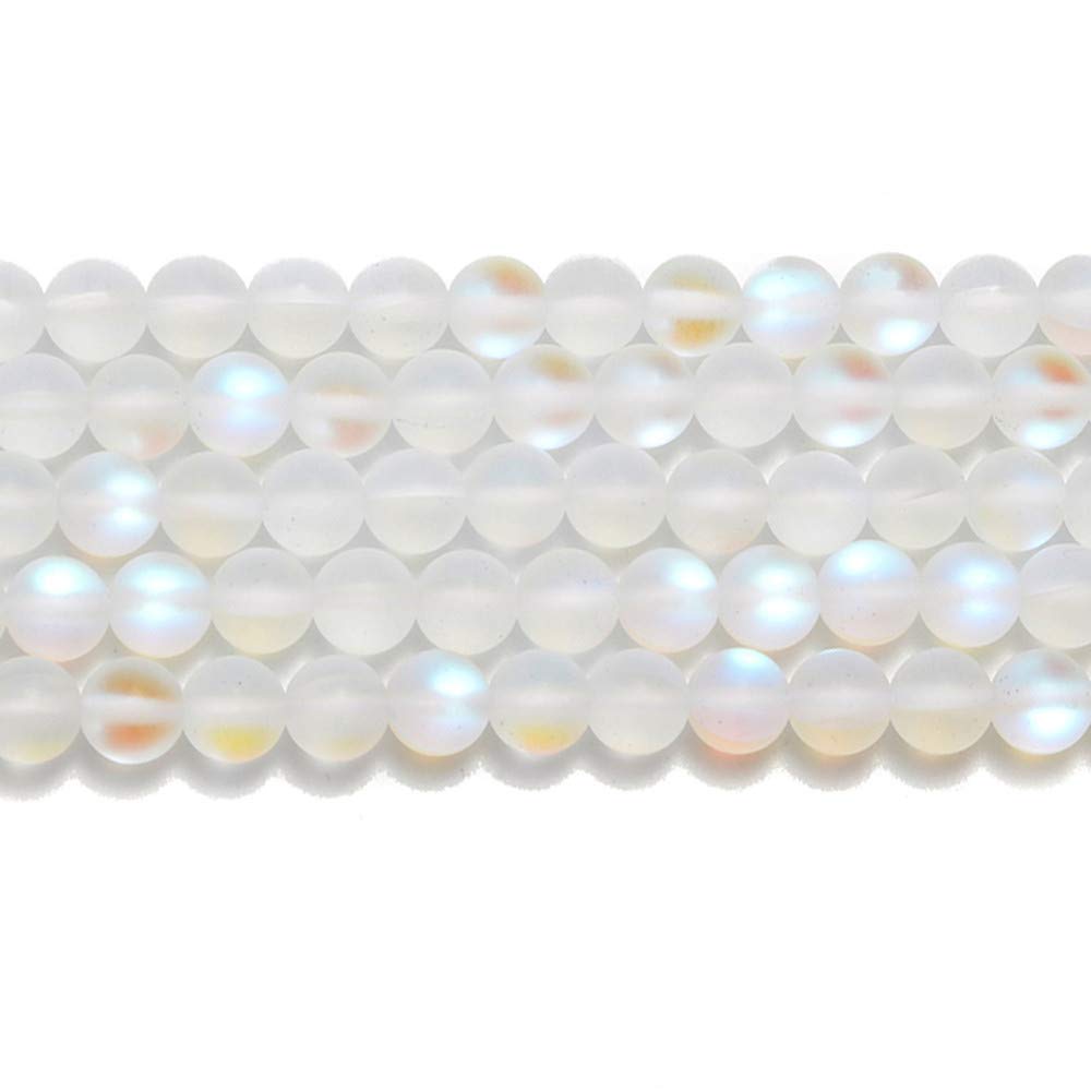 PLTbeads Gorgeous Moonstone Crystal Glass Natural Gemstone Loose Beads 6mm Matte Round Approxi 15 inch DIY Bracelet Necklace for Jewelry Making