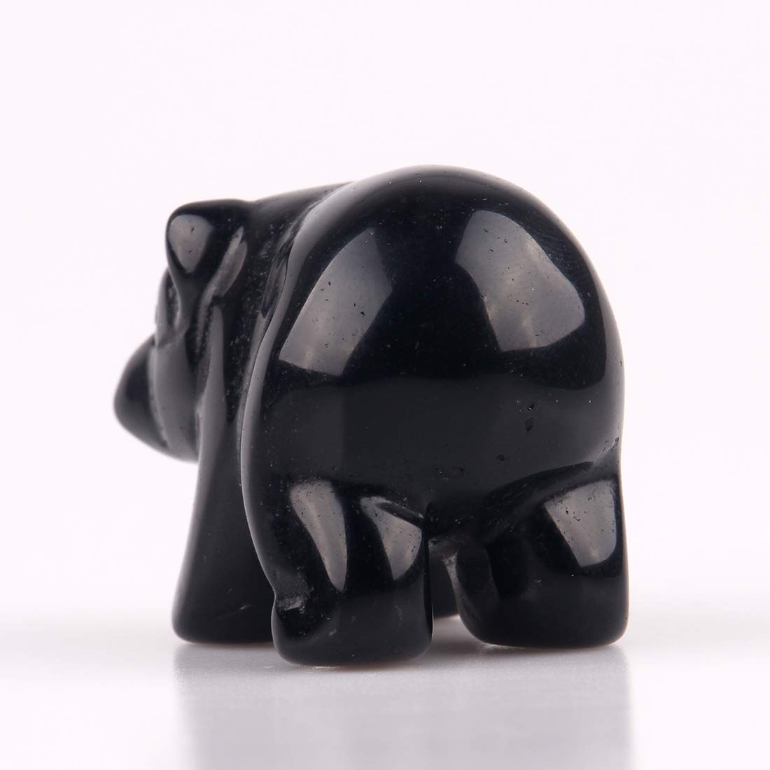 Natural Beads Semi Stone Carved Bear Black Obsidian Statue Chakra Healing Reiki Crafts (Black Obsidian)