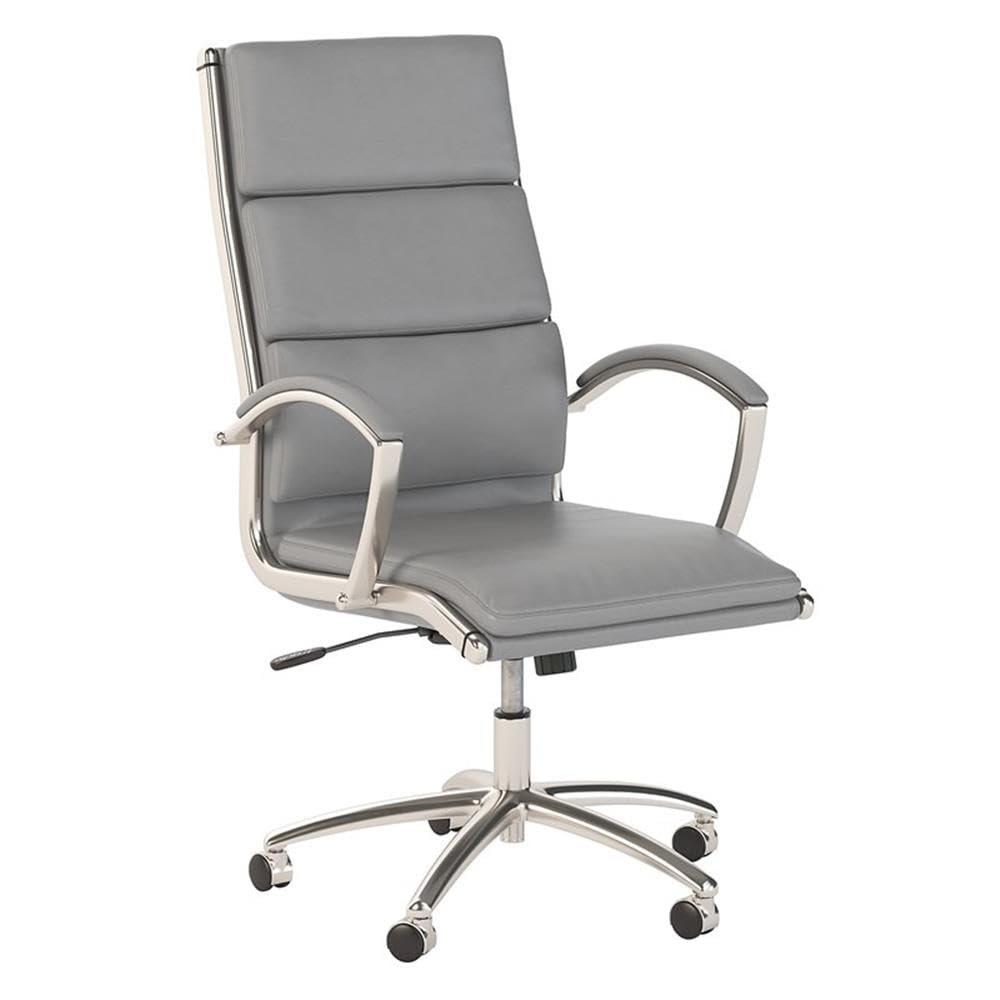 Bush Business Furniture STC043LG Studio C High Back Leather Executive Office Chair, Light Gray