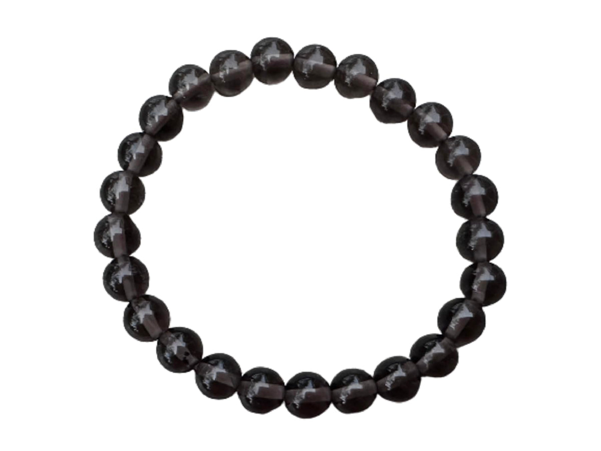 GAF TREASURES Smoky Obsidian Crystal Bead Bracelet 8mm, Genuine Smoky Obsidian Stretch Gemstone Bracelet, Healing Crystal Bracelet, Gift for Men & Women (1)
