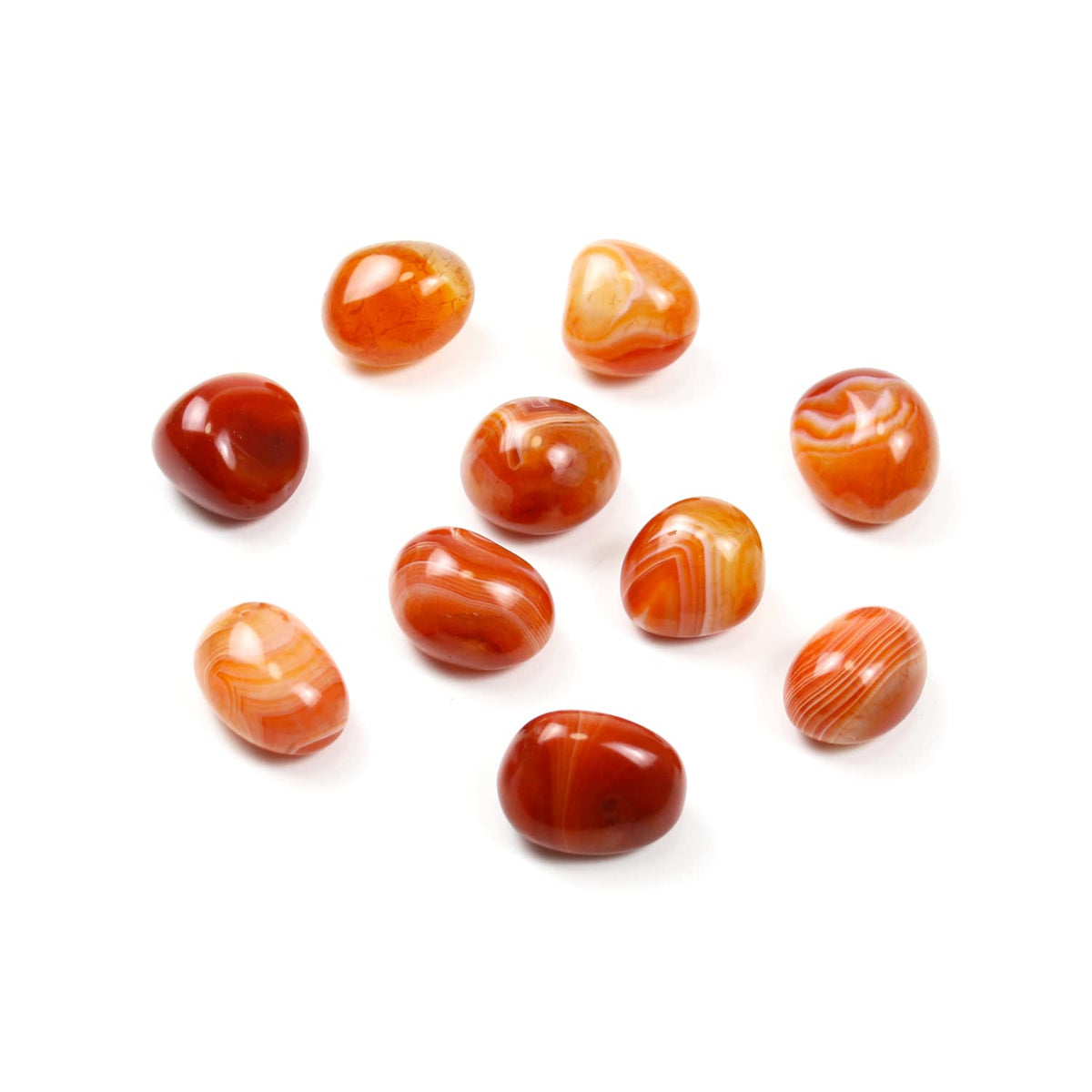 Namzi 10 Packs of Brazilian Tumbled Polished Natural Carnelian Crystal, Crystals and Healing Stones Quartz Bulk for Wicca, Reiki, Healing Energy, Chakra Stones, Witchcraft Supplies(0.5LB)