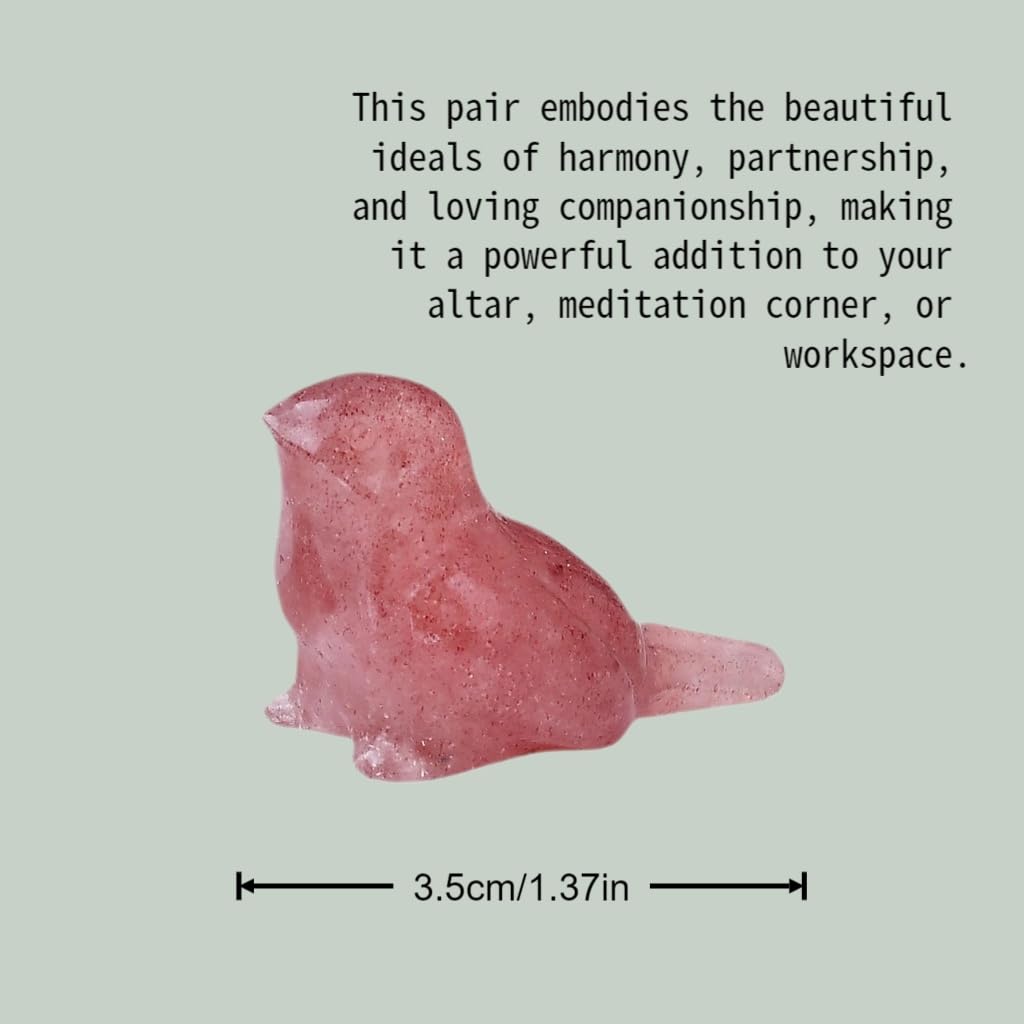 WUYOUSHI 2pcs Crystal Bird Figurines - Strawberry Crystal Sculptures Decorative Birds Crystal Animal Statues Home Decor Unique Bird Gifts