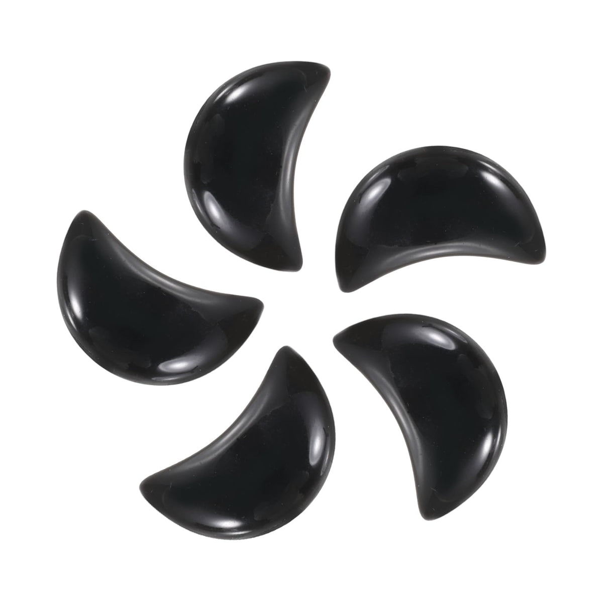 MECCANIXITY 5 Pcs Moon Crystal Worry Stone, 0.5 Inch Length Natural Black Stone Moon Gemstone Bulk, Carved Pocket Stones for Meditation Balancing Pendant Decor