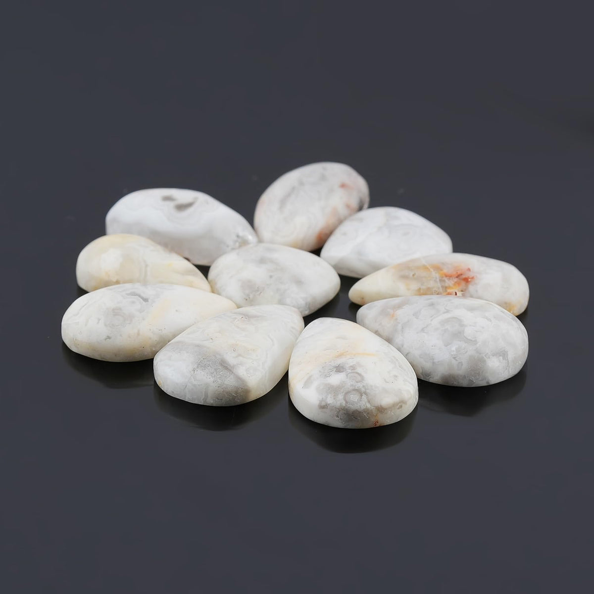 ColouredRocks (10pcs. (12-16MM.) WHITE CRAZY LACE AGATE, Mix Shape, Natural Cabochon Crystals, Loose Gemstone, Wholesale Polished Supply, Jewelry Making, DIY Craft, Gem Collection