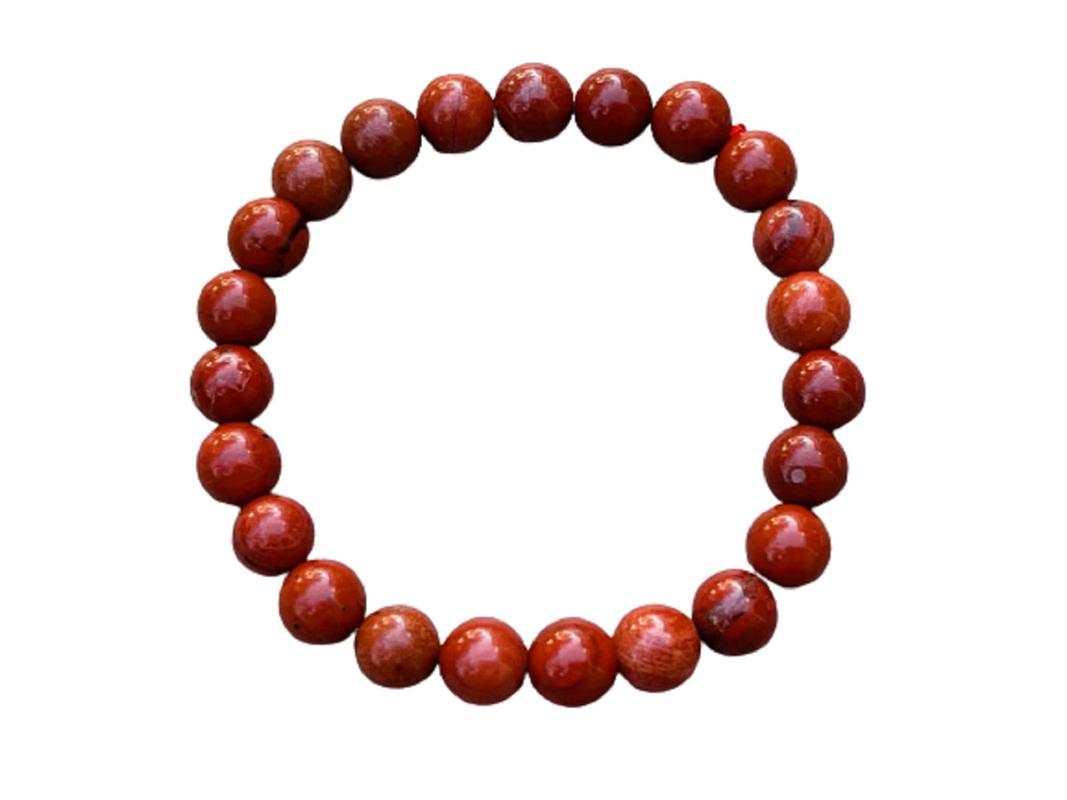 GAF TREASURES Red Jasper Crystal Bead Bracelet 8mm, Genuine Red Jasper Stretch Gemstone Bracelet, Healing Crystal Bracelet, Gift for Men & Women (1)