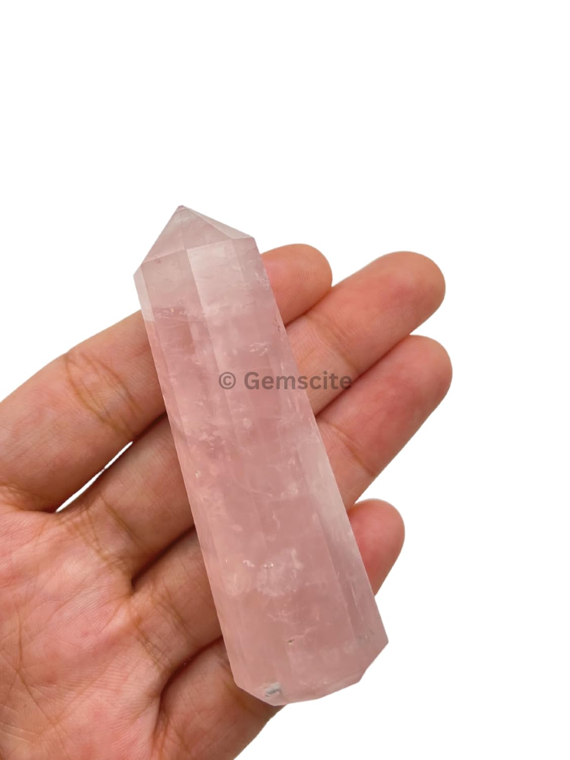 WholesaleGemShop 3 Inch (70 mm) Rose Quartz Gemstones Obelisk Tower Jumbo Facet Aura Rock Crystal Natural Polished Earth Wand Spirit