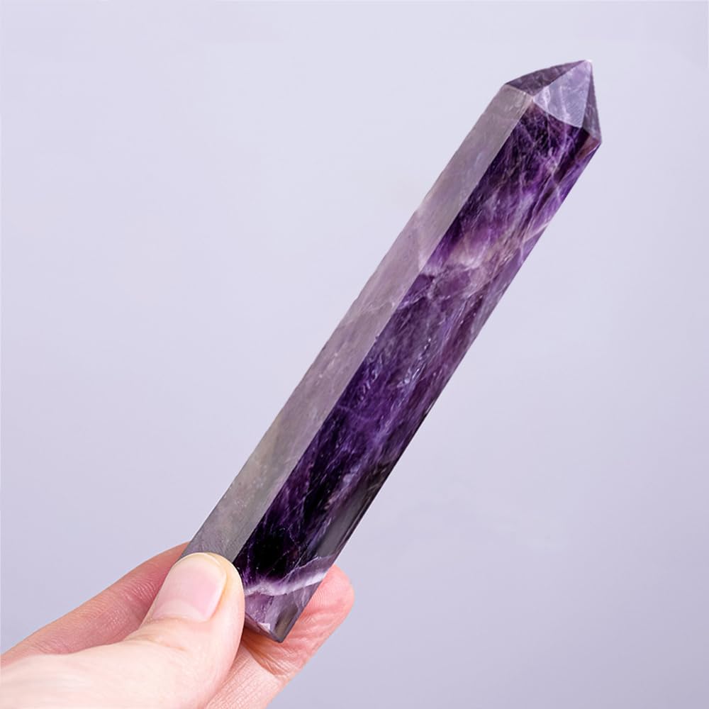 Amethyst Crystal Point Wand 5.9 Inch Natural Healing Crystal Wand for Reiki Chakra Balancing Meditation & Spiritual Energy Therapy(5.9inch Wand Amethyst)