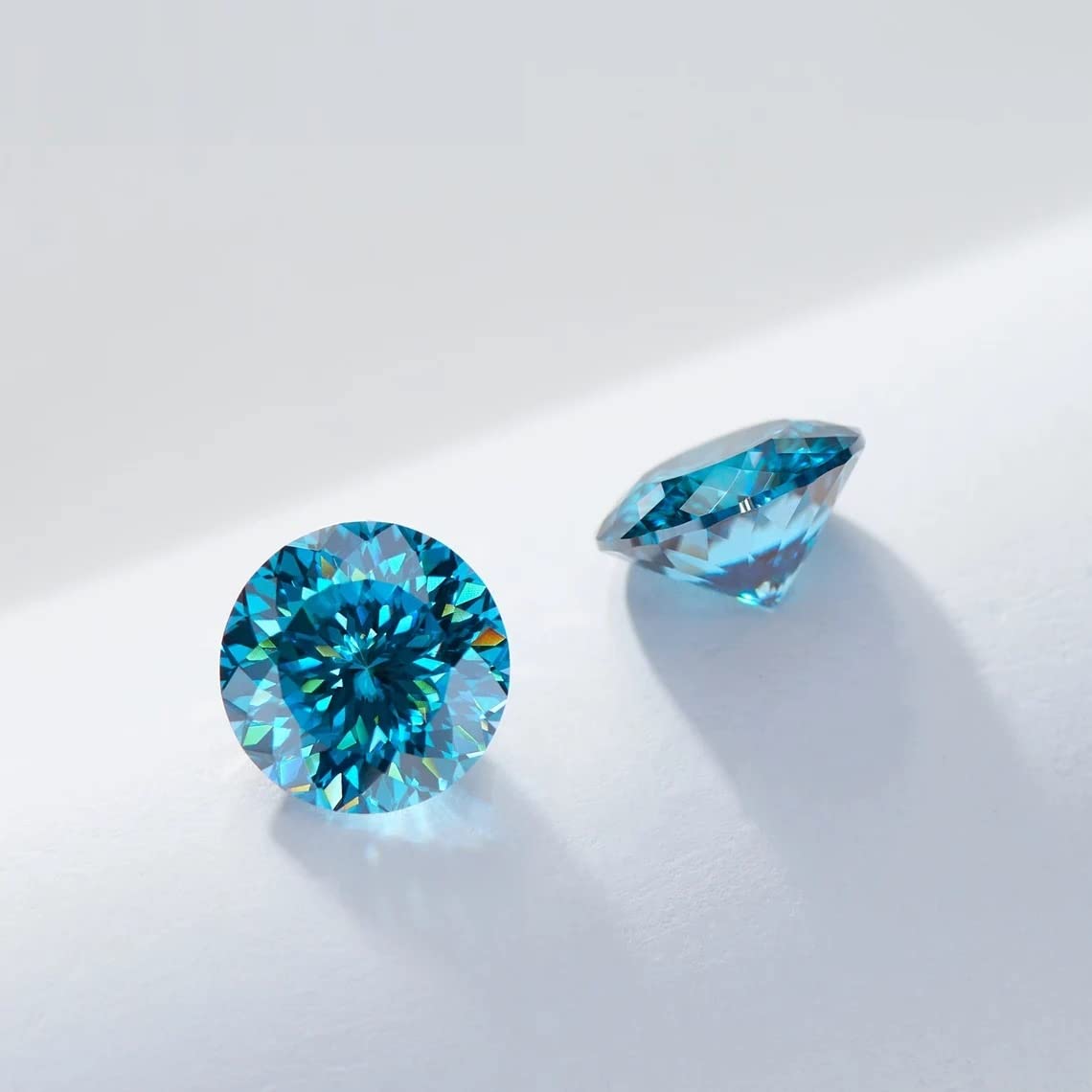 Riya Gems 1CT-50CT Portuguese Cut Brilliant Loose Moissanite , Real Vivid Blue Diamond, VVS1 Clarity, Gemstone for Making Engagement Ring, Jewelry, Pendant, Earrings, Necklaces, Watches (5)