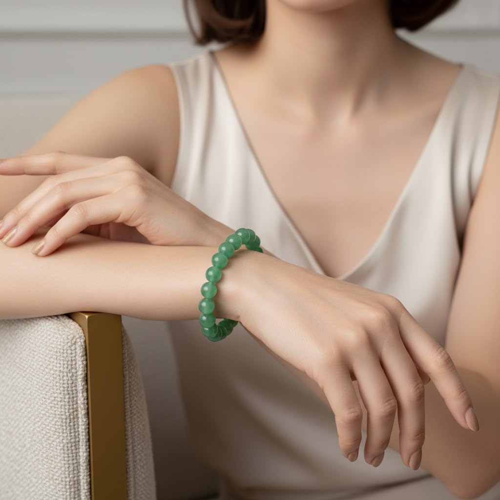 The Vida Handmade AAA+ Quality Crystal Stretch Elastic Bracelet - Nature Gemstone - Jewelry Gift - Holiday Gift - For Women & Men (Aventurine)