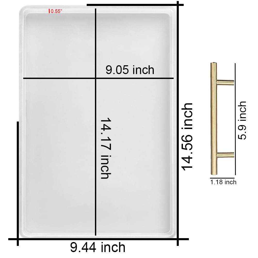 RESINWORLD 14" x 9" x 0.5" XL Large Rectangle Mold, Deep Serving Tray Mold with Handles, Wedding Flower Mould for Resin