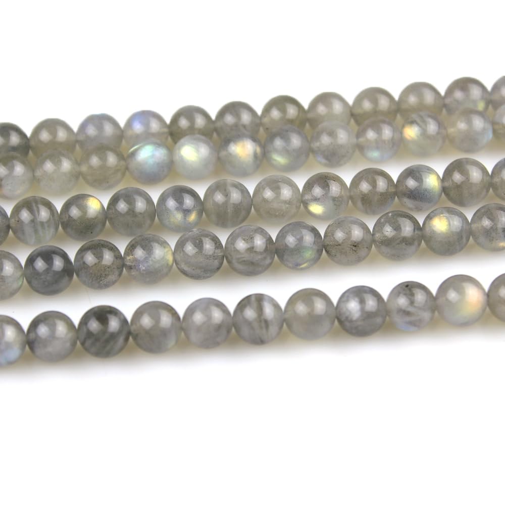 MJDCB Natural Round Stone Beads 4mm Labradorite Loose Gemstone Beads for Jewelry Making Bracelet Necklace 85pcs