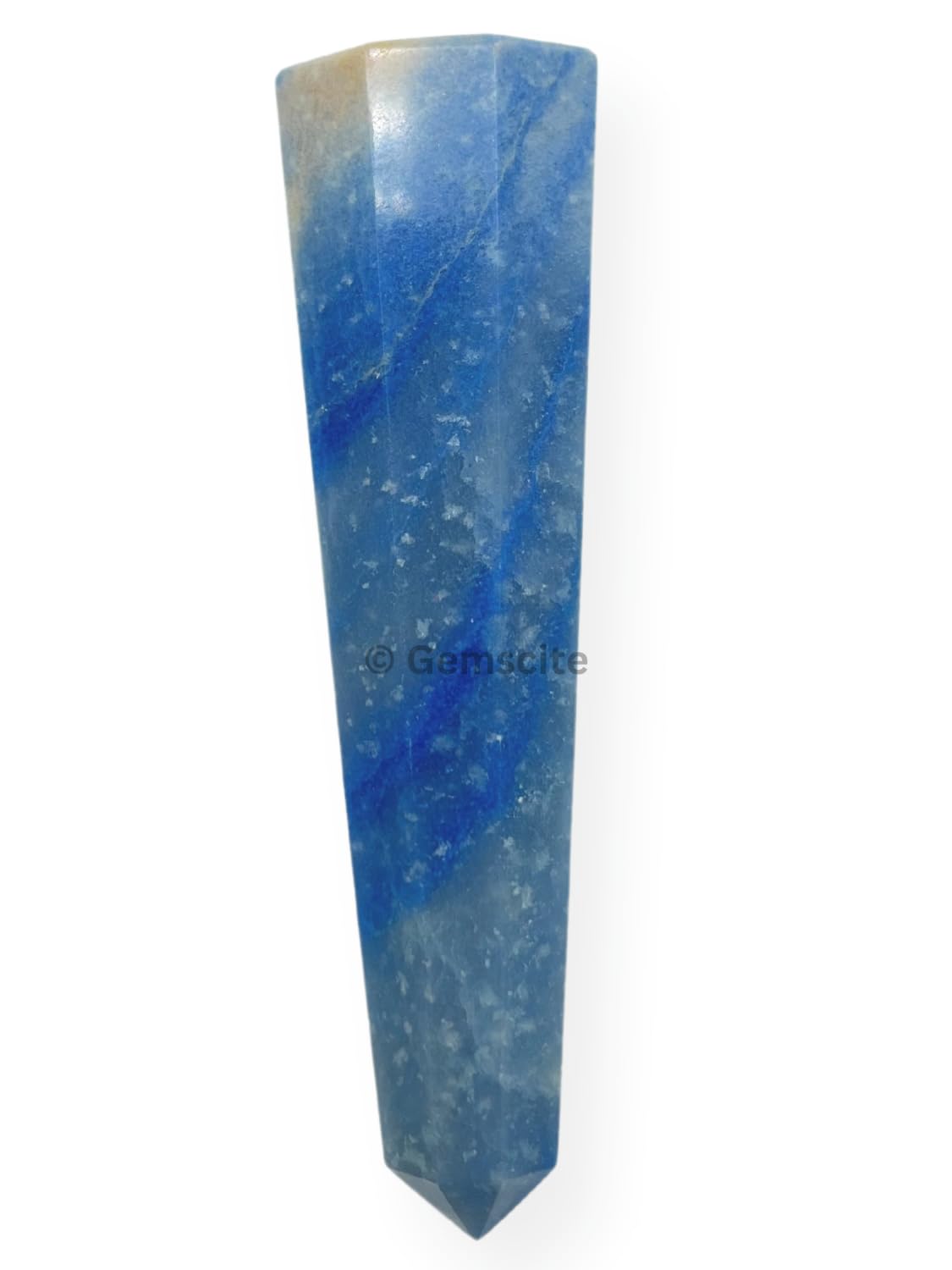 WholesaleGemShop 3 Inch (70 mm) Gemstones Dumortierite Obelisk Tower Jumbo Facet Aura Rock Crystal Natural Polished Earth Wand Spirit