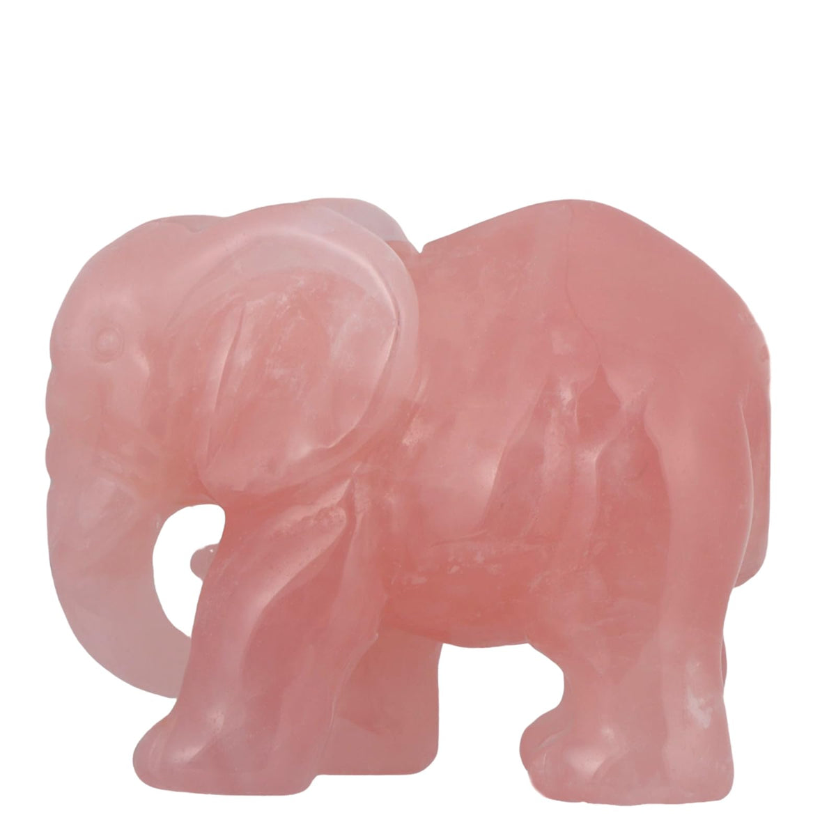 SMQ Rose Quartz Crystal Elephant Statue Decor Carved Good Lucky Pocket Small Figurine Spiritual Animal Carvings Home Office Desk Ornament Elephant Gifts for Women Adults,2"